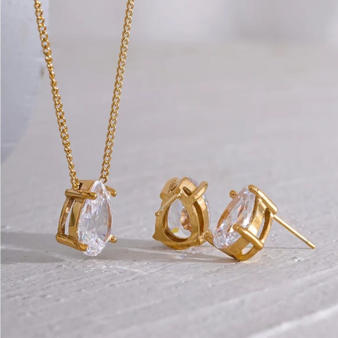 Colar Cristal Banhado em Ouro 18k