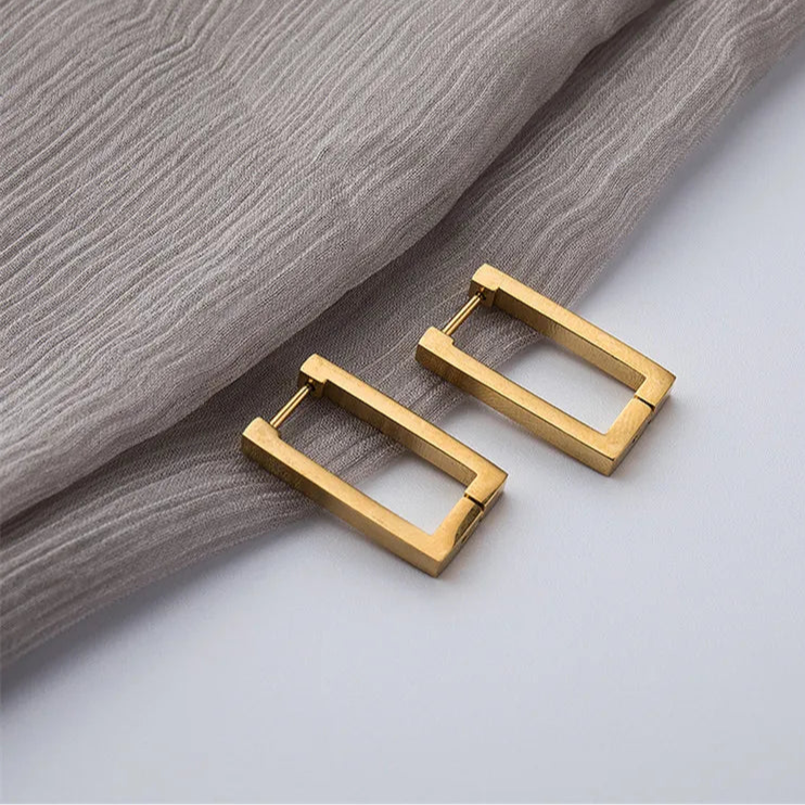 Brinco Click Retangular folheado em ouro 18K