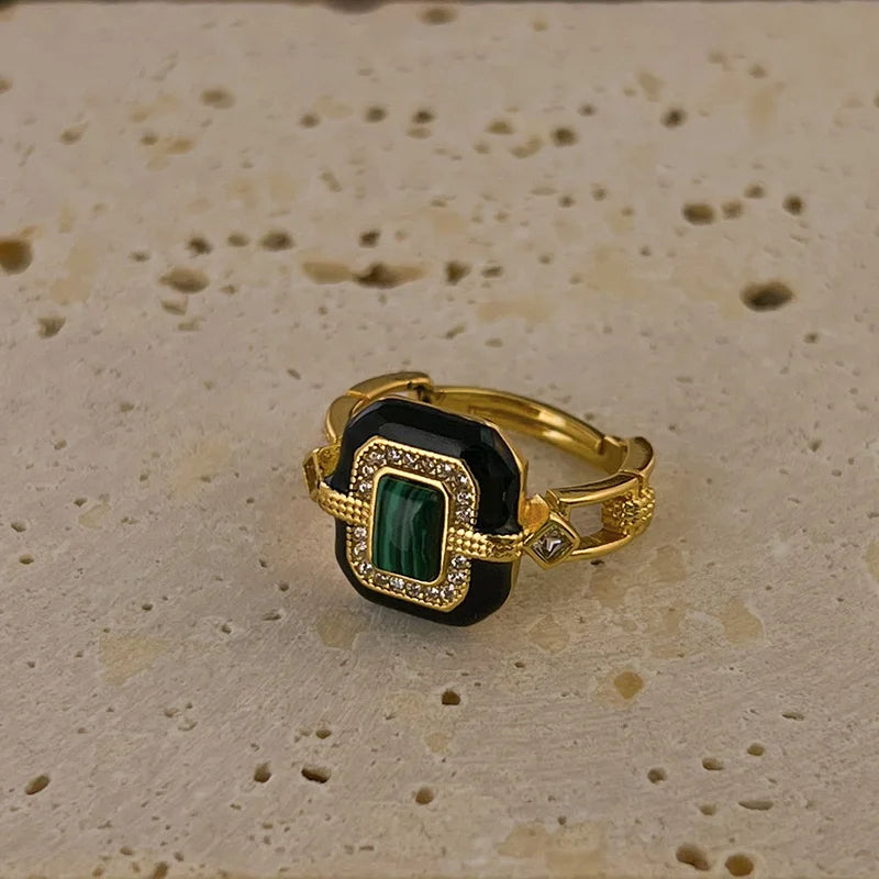 Anel Agata folheado em ouro 18K