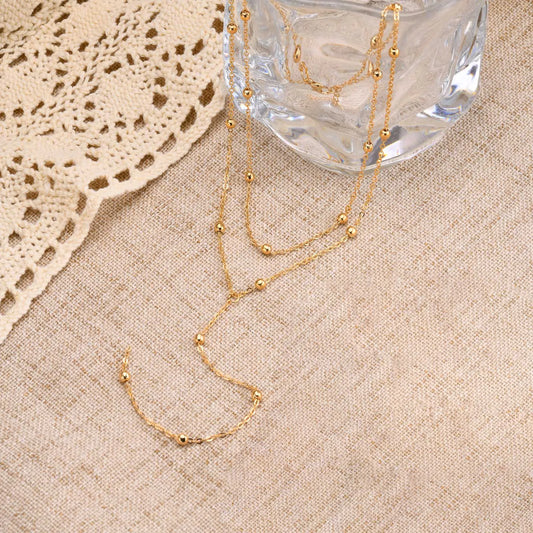 Colar Duplo com Bolinhas, Folheado em ouro 18K