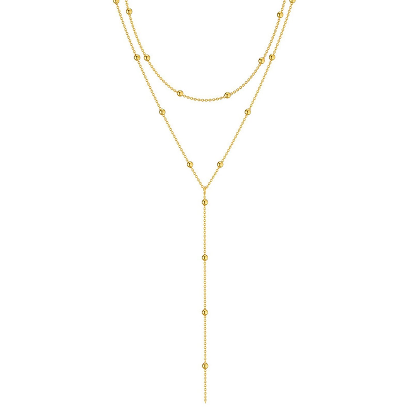 Colar Duplo com Bolinhas, Folheado em ouro 18K