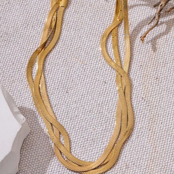 Colar Triplo Fio folheado em ouro 18k