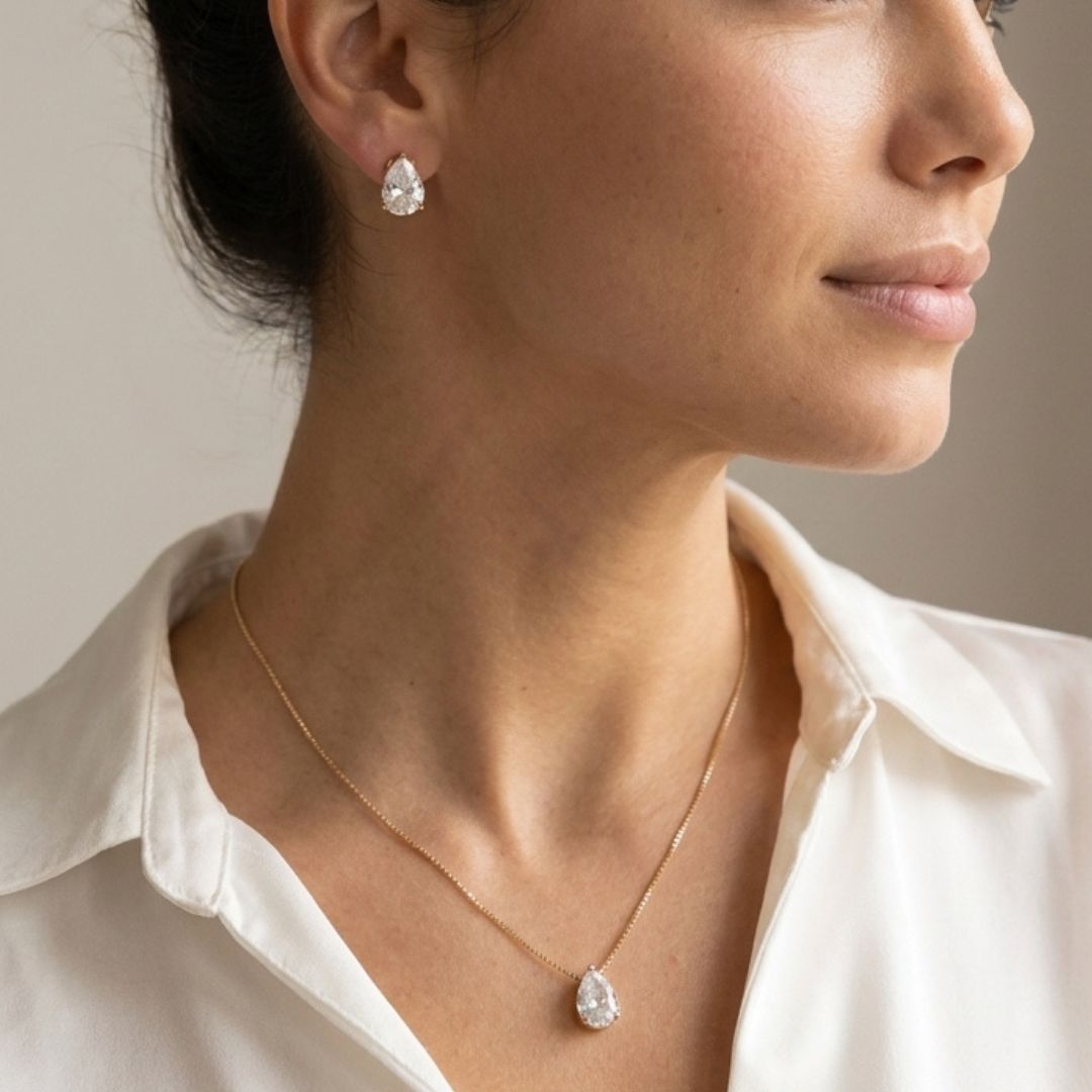 Colar Cristal Banhado em Ouro 18k