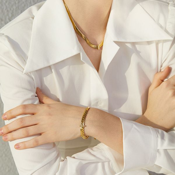 Pulseira de Corrente com Pedras de Zircônia