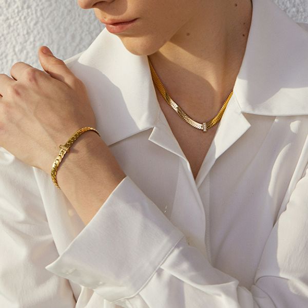 Pulseira de Corrente com Pedras de Zircônia