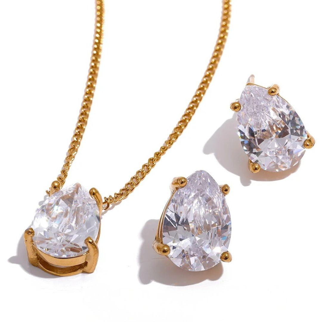 Colar Cristal Banhado em Ouro 18k