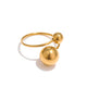 Yhpup Stainless Steel Ball Adjustable Ring Statement Golden Metal Trendy Finger Ring Jewelry bague acier inoxydable New Gift