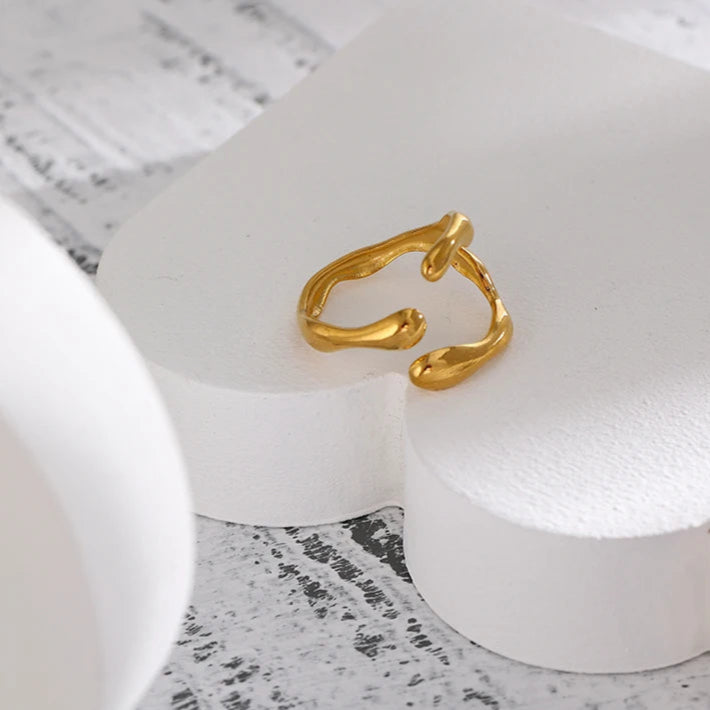 Anel Irregular, folheado em ouro 18k