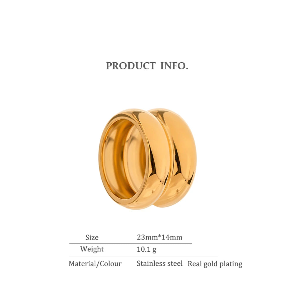 Yhpup Stylish Stainless Steel Layered Metal Texture Ring Occident Simple 18k Gold Plated Finger for Women Jewelry кольцо женское