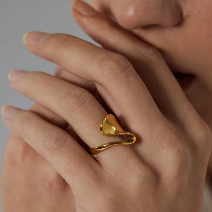 Anel irregular Geométrico, folheado em ouro 18K