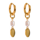Yhpup Stainless Steel Natural Pearl Charm Flower Drop Handmade Chic Earrings Gold Silver Color Trendy  Jewelry серьги 2023 тренд