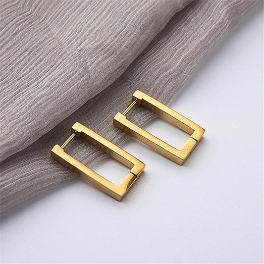 Brinco Click Retangular folheado em ouro 18K