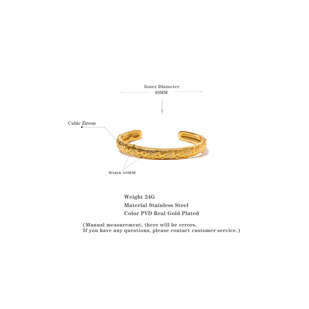Yhpup Stainless Steel Star Moon Sun Cuff Bracelet Bangle 18K Gold Color High Quality Waterproof Zircon Charm Trendy Chic Jewelry