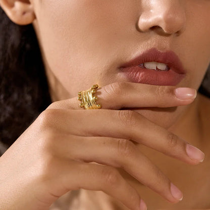 Anel Fashion, folheado em ouro 18k