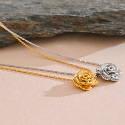Colar pingente Rosa, folheado em Ouro 18K