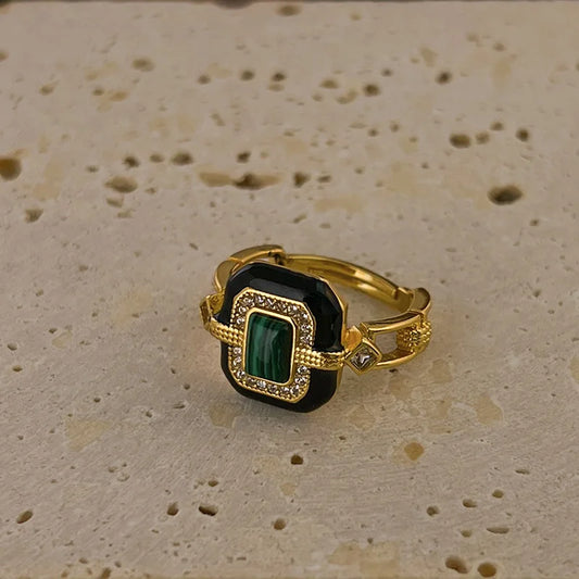 Anel Agata folheado em ouro 18K