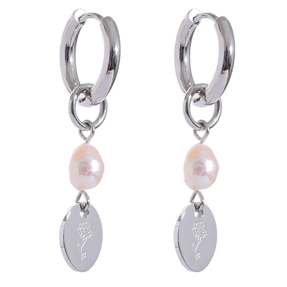 Yhpup Stainless Steel Natural Pearl Charm Flower Drop Handmade Chic Earrings Gold Silver Color Trendy  Jewelry серьги 2023 тренд