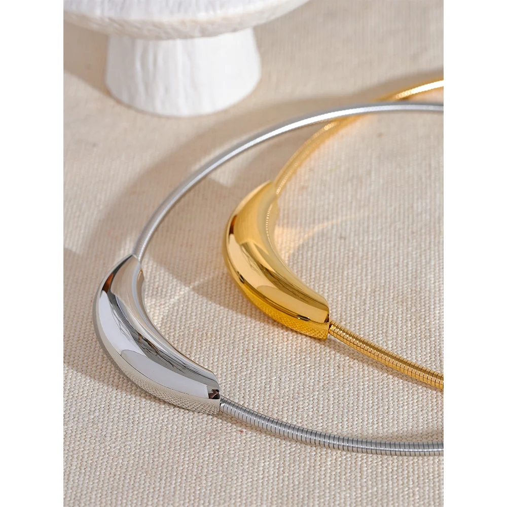 Yhpup Waterproof Stainless Steel Popular Choker Light Necklace Women Statement Metal 18K Gold Plated Trendy Fashion 2023 Jewelry