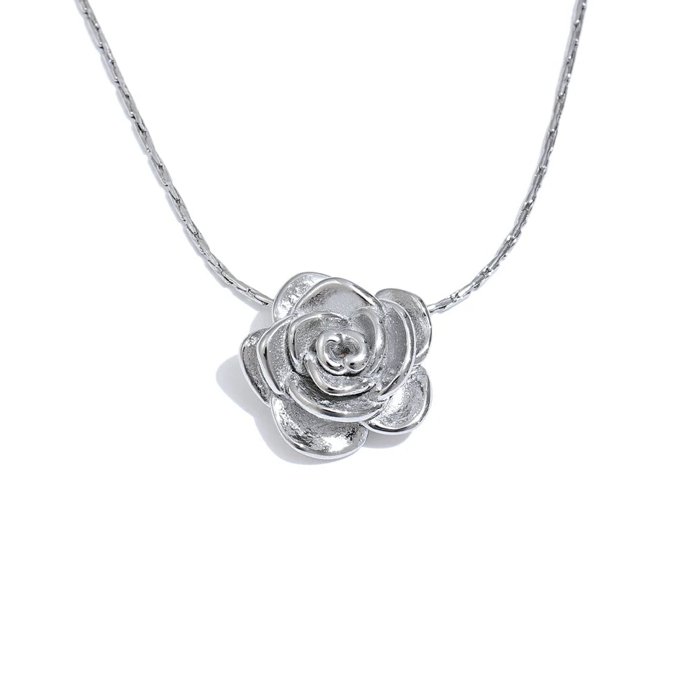 Colar pingente Rosa, folheado em Ouro 18K