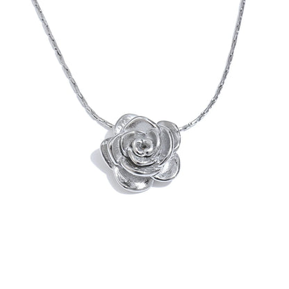 Colar pingente Rosa, folheado em Ouro 18K