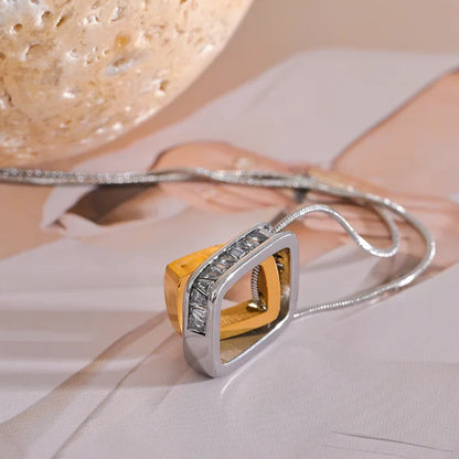 Colar pingente duplo Forever, folheado em ouro 18K