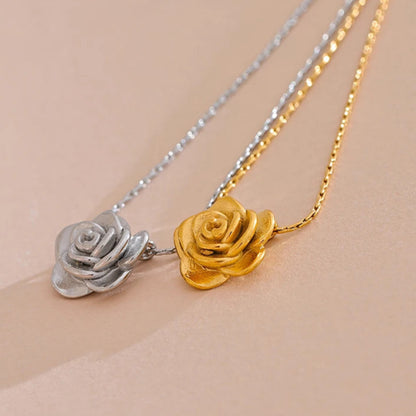 Colar pingente Rosa, folheado em Ouro 18K