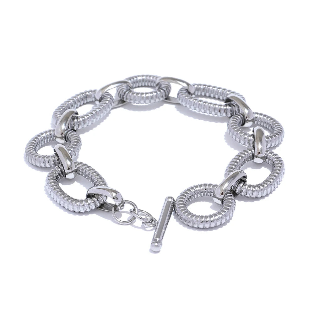 Pulseira Argola Textura, folheado em ouro 18k