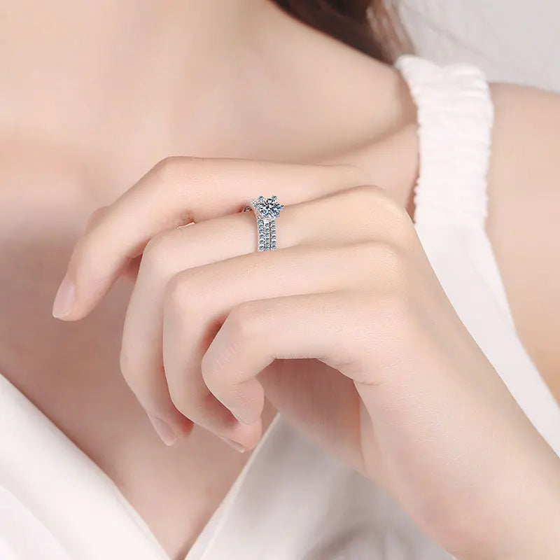 Anel Aliança Tripla Moissanite