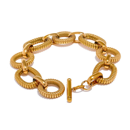Pulseira Argola Textura, folheado em ouro 18k