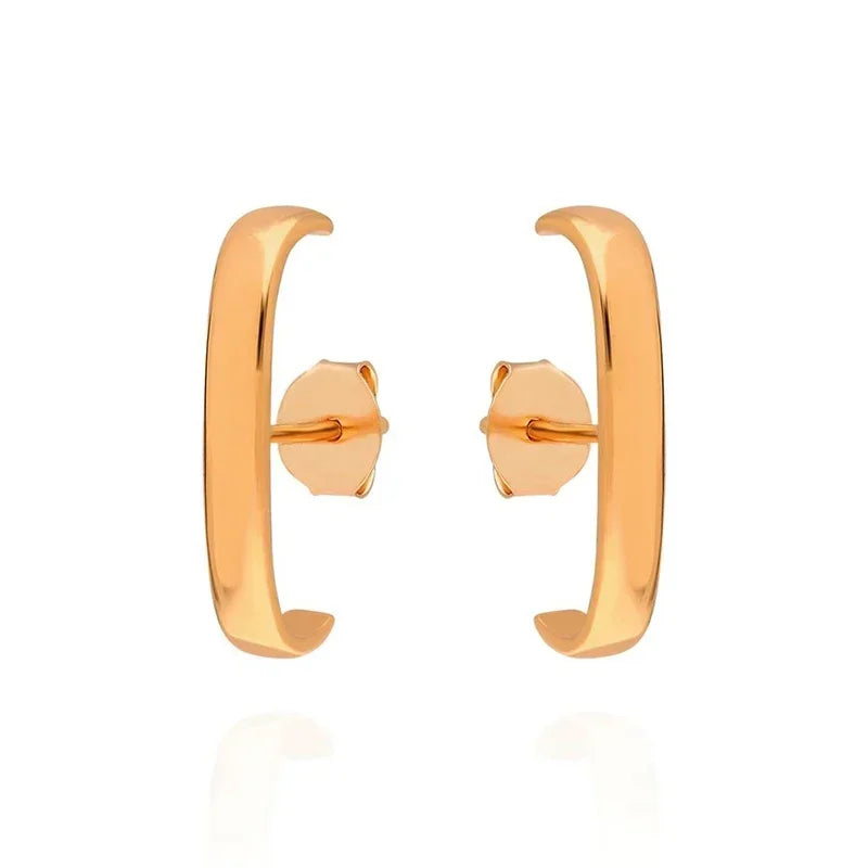Brinco Duplo Formato C, folheado em ouro 18k