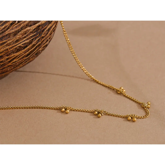 Yhpup Exclusive Fashion Chic Cherry Chain Gold Color Necklace Gift 18k PVD Plated Waterproof Charm Exquisite Jewelry for Women