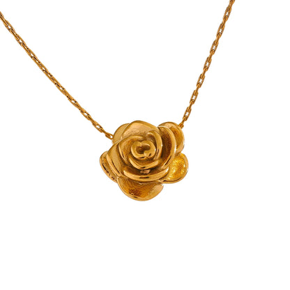 Colar pingente Rosa, folheado em Ouro 18K