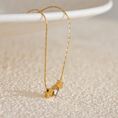 Colar com Três pingentes Estrela, folheado em ouro 18K