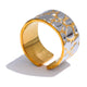 Yhpup Stainless Steel Metal Wide Double Color Statement Ring for Women 18K PVD Plated Personalized Temperament Jewelry Gift