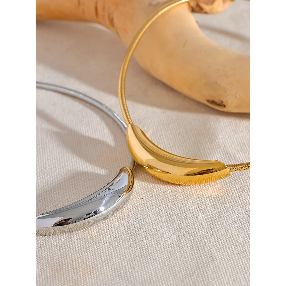 Yhpup Waterproof Stainless Steel Popular Choker Light Necklace Women Statement Metal 18K Gold Plated Trendy Fashion 2023 Jewelry