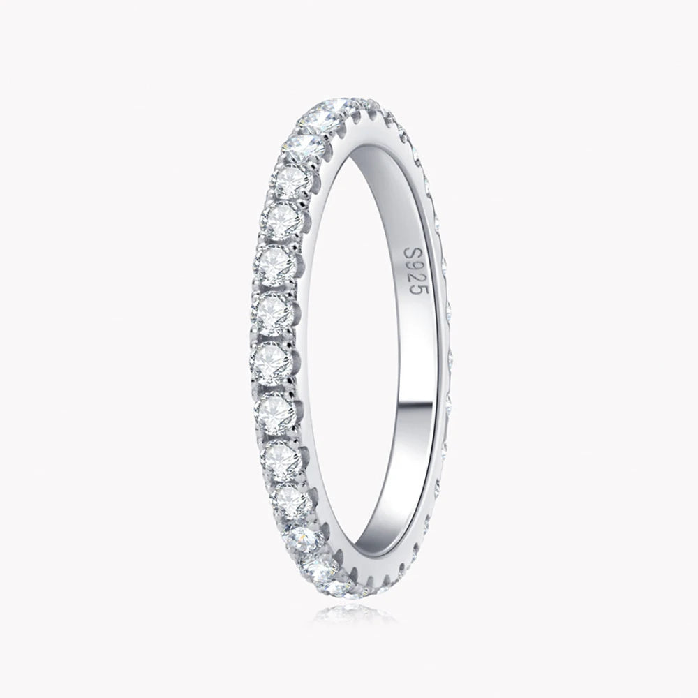 Anel Aliança Moissanite, Ouro Branco 18K