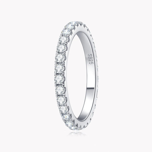 Anel Aliança Moissanite, Ouro Branco 18K