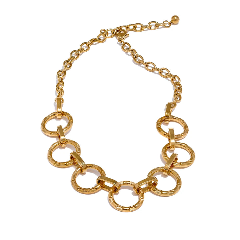Colar Múltiplas Argolas, folheado em ouro 18K
