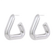 Yhpup Stainless Steel Triangle Hoop Earrings Chunky Metal Texture Prevent Allergy Waterproof Temperament Jewelry for Women Gift