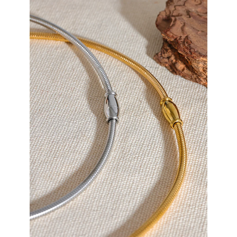 Yhpup Waterproof Stainless Steel Popular Choker Light Necklace Women Statement Metal 18K Gold Plated Trendy Fashion 2023 Jewelry