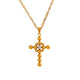 Yhpup Statement Round Beads Cross Pendant Trendy Necklace Unisex Jewelry PVD Plated Stainless Steel CZ Water Resistant Bijoux