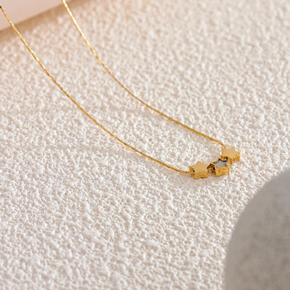 Colar com Três pingentes Estrela, folheado em ouro 18K