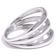 Yhpup Stainless Steel Geometric Hollow Layered Wide Ring Metal Texture Waterproof Daily Simple Stylish Golden Jewelry for Women
