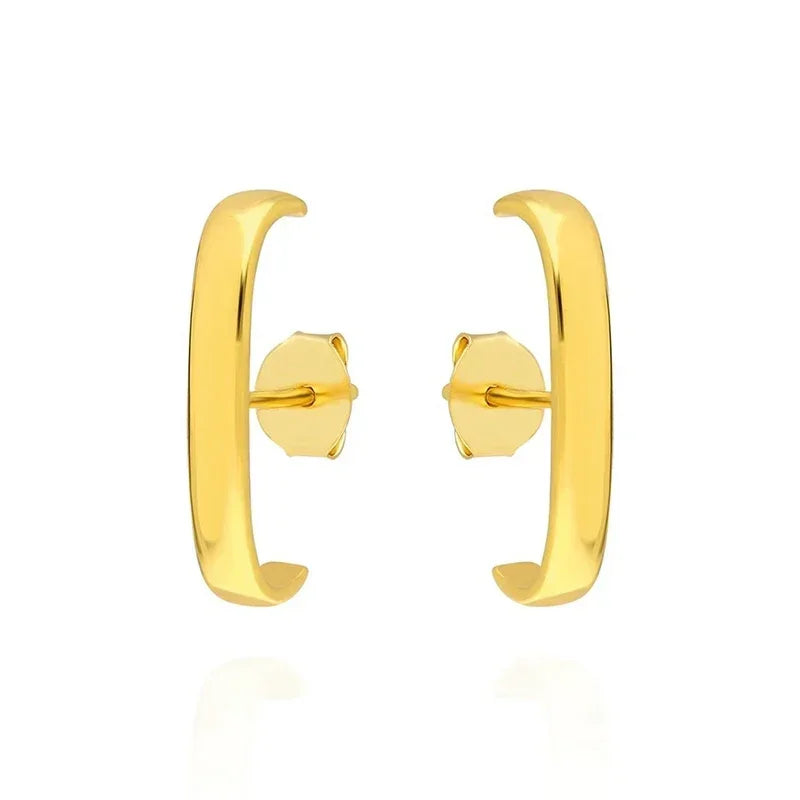 Brinco Duplo Formato C, folheado em ouro 18k