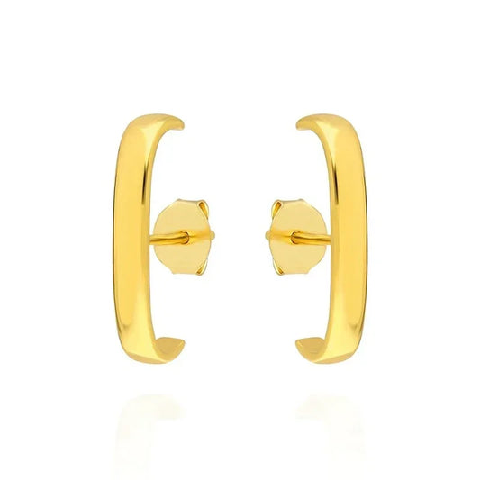 Brinco Duplo Formato C, folheado em ouro 18k