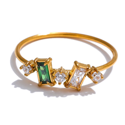 Anel Pedra Coloridas, folheado em ouro 18K