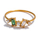 Anel Pedra Coloridas, folheado em ouro 18K