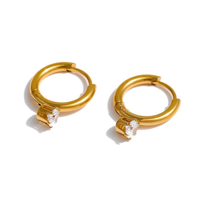 Brinco Argola com Pedra Zircônia